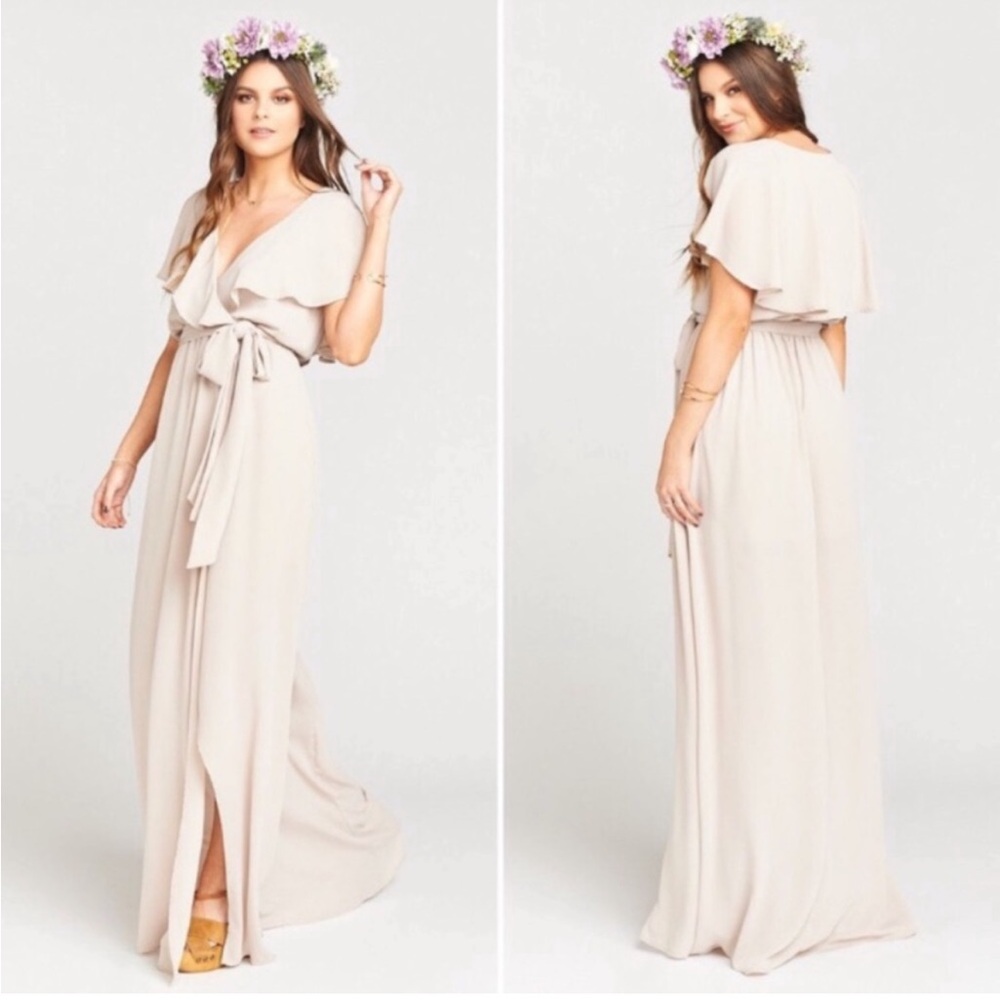 Show Me Your MuMu Tan Gold Cowl Neck Maxi Dress